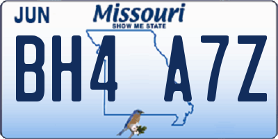 MO license plate BH4A7Z