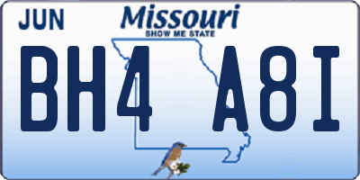 MO license plate BH4A8I