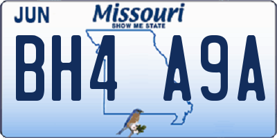 MO license plate BH4A9A