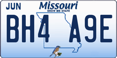 MO license plate BH4A9E