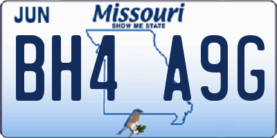 MO license plate BH4A9G