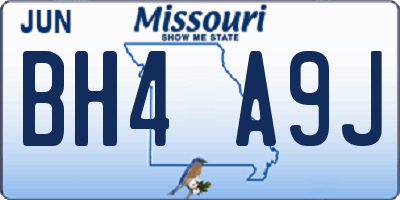 MO license plate BH4A9J