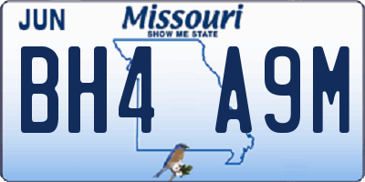 MO license plate BH4A9M