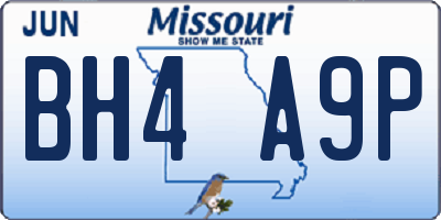 MO license plate BH4A9P