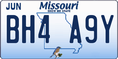 MO license plate BH4A9Y