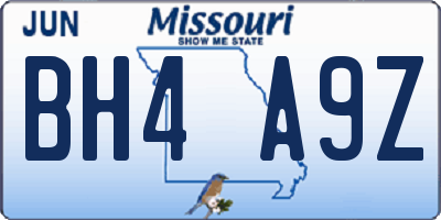 MO license plate BH4A9Z