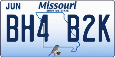 MO license plate BH4B2K