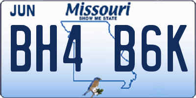 MO license plate BH4B6K