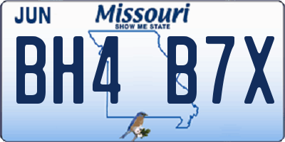MO license plate BH4B7X