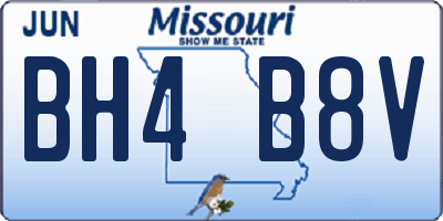 MO license plate BH4B8V