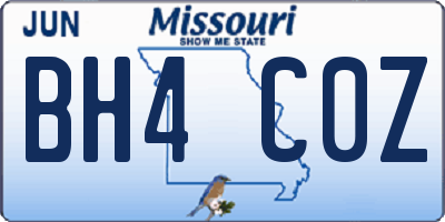 MO license plate BH4C0Z