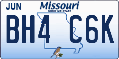 MO license plate BH4C6K