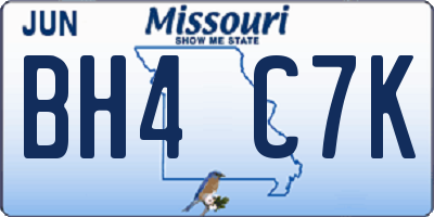 MO license plate BH4C7K