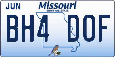 MO license plate BH4D0F