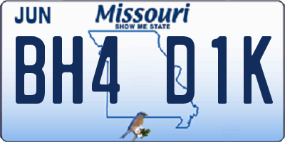 MO license plate BH4D1K