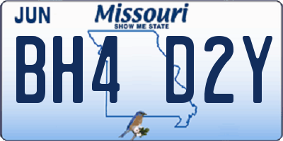 MO license plate BH4D2Y