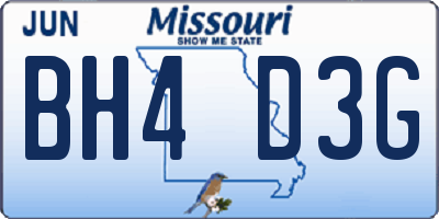 MO license plate BH4D3G