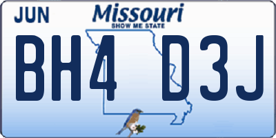 MO license plate BH4D3J