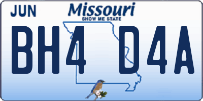 MO license plate BH4D4A