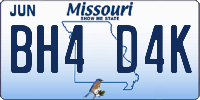MO license plate BH4D4K