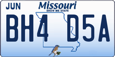 MO license plate BH4D5A