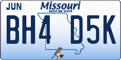 MO license plate BH4D5K