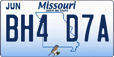 MO license plate BH4D7A