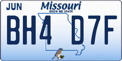 MO license plate BH4D7F