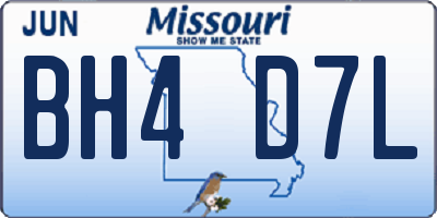 MO license plate BH4D7L