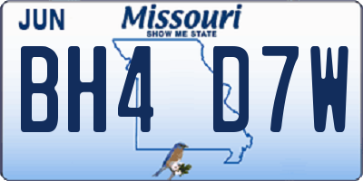 MO license plate BH4D7W