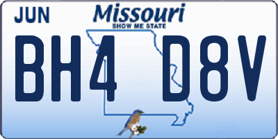 MO license plate BH4D8V
