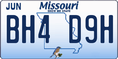 MO license plate BH4D9H