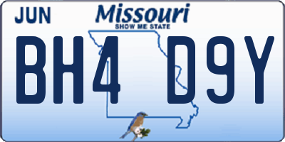 MO license plate BH4D9Y