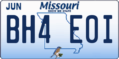 MO license plate BH4E0I