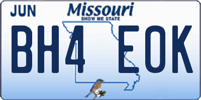 MO license plate BH4E0K