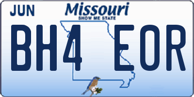 MO license plate BH4E0R