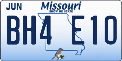 MO license plate BH4E1O