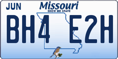MO license plate BH4E2H