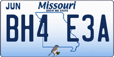 MO license plate BH4E3A