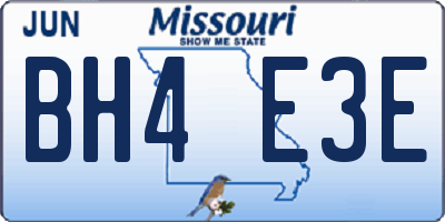 MO license plate BH4E3E