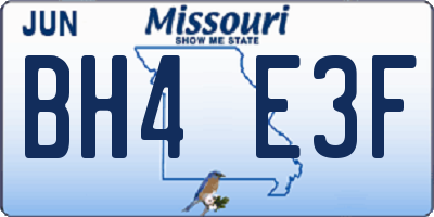 MO license plate BH4E3F