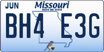 MO license plate BH4E3G