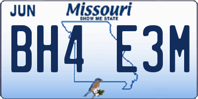 MO license plate BH4E3M