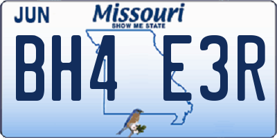 MO license plate BH4E3R