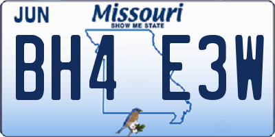 MO license plate BH4E3W
