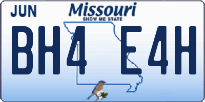 MO license plate BH4E4H