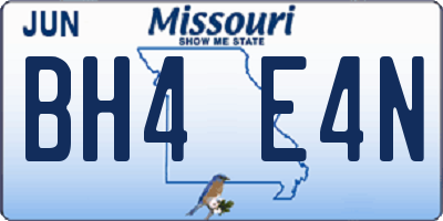 MO license plate BH4E4N