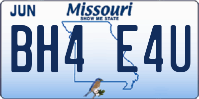 MO license plate BH4E4U