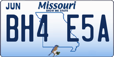 MO license plate BH4E5A