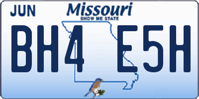 MO license plate BH4E5H